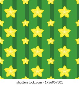 Carambola star fruit pattern on a striped background