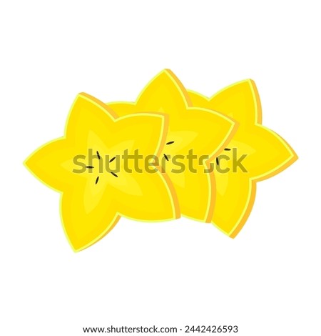 Carambola star fruit vector. Carambola star fruit in flat style. Vector illustration isolated on white background.