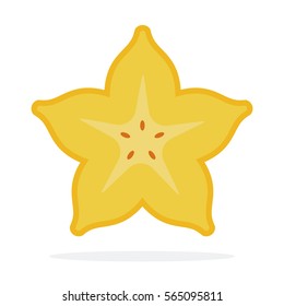Carambola vector flat material design object. Isolated illustration on white background.