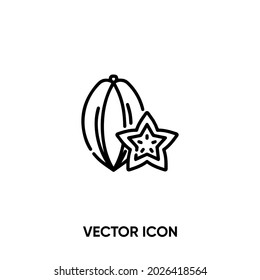 Icono vector del carambola. Ilustración vectorial plana moderna y simple para sitio web o aplicación móvil.Símbolo tropical friut, ilustración de logotipo. Gráficos vectoriales perfectos para píxeles	