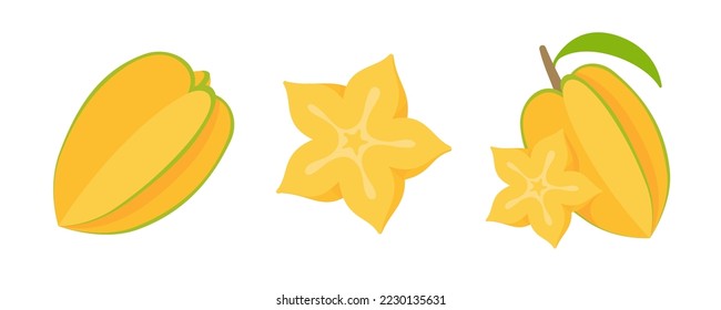 Vector de carambola. amarillo con forma de estrella