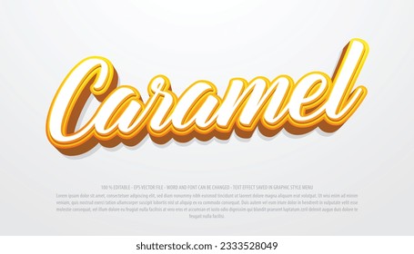 Caramel 3d style editable text effect