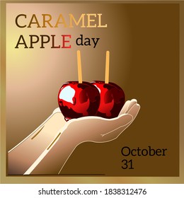 Caramel Apple Day on October 31st - Holiday. Vector Illustration.