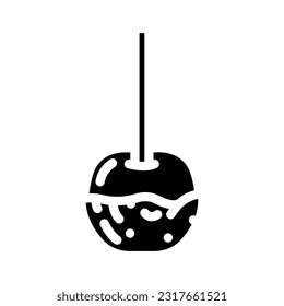 caramel apple food snack glyph icon vector. caramel apple food snack sign. isolated symbol illustration