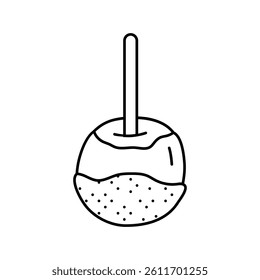 caramel apple food snack line icon vector. caramel apple food snack sign. isolated contour symbol black illustration