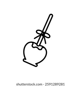 caramel apple icon vector, line style icon