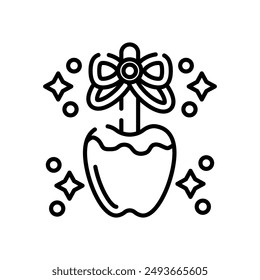 Icono de contorno de manzana de caramelo, Ilustración vectorial