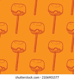 Caramel apple vector illustration seamless pattern