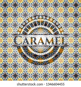 Caramel arabic style emblem. Arabesque decoration.