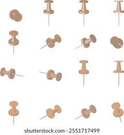 Caramel brown push pin seen from 16 different angles