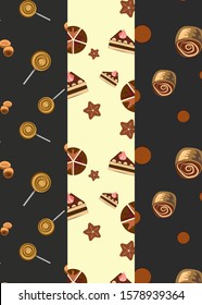 Caramel and cake pattern. Sweet pattern