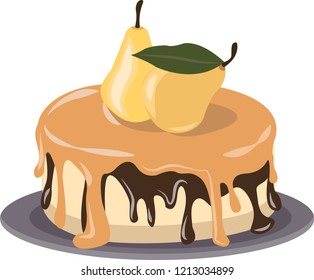 caramel cake with pears vector