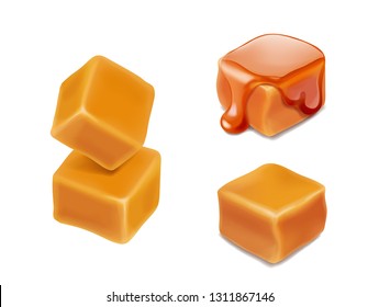 Caramel candies 3d isolated vector