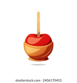 Caramel candy apple vector isolated on white background