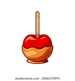 Caramel candy apple vector isolated on white background