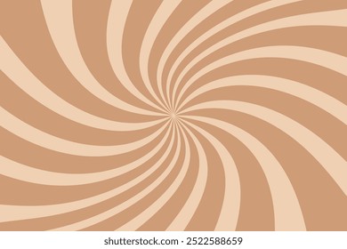 Caramel candy background. Pop art background. Twisted background. Ray brown pattern. Sunburst.