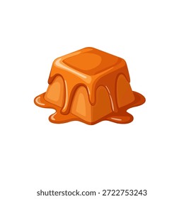 Cubo de caramelo de caramelo con salsa derretida goteando - ilustración de postre dulce