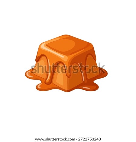 Caramel Candy Cube with Melted Sauce Dripping – Sweet Dessert Illustration