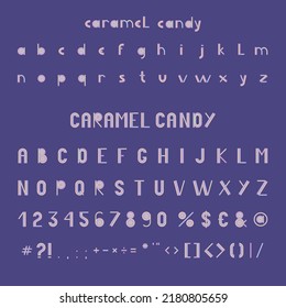 Caramel candy font glyphs letters alphabet