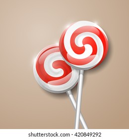 Caramel. Candy. Lollipop. Butterscotch. Toffee. Sweets. Vector illustration. EPS 10.