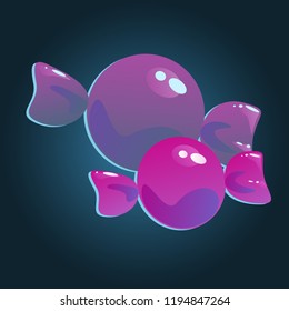 Caramel candy on dark blue background vector illustration 