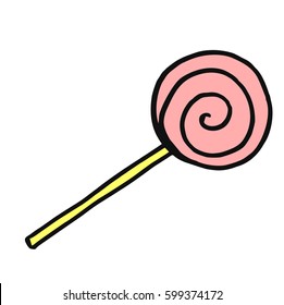 Caramel candy on a stick. A classic delicacy for children and adults.