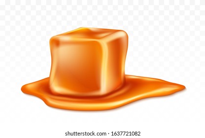 Caramel candy and caramel sauce isolated on transparent background