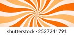 Caramel candy sunburst background. Salted caramel ice cream sunbeam pattern design. Orange nougat desert wallpaper for template, banner, poster, flyer. Nice rotating cartoon rays and beams. Vector