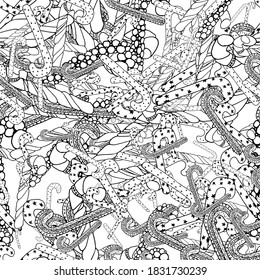 caramel canes. linear objects isolated in black on a white background in the doodling style. of Zen art. vector image