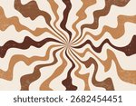 Caramel and chocolate color swirl pattern background. Wavy peanut butter. Liquid creamy milk syrup. Abstract groovy spiral wavy stripes of sweet dessert with retro deign. Vector illustration