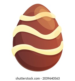 Vector de dibujos animados de iconos de huevo de chocolate con caramelo. Caramelos de Pascua. Caramelo oscuro