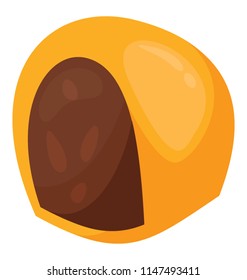 
Caramel chocolate filled with dark chocolate, a sweet treat 
