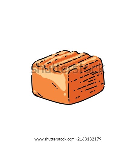caramel cube sketch hand drawn vector candy soft toffee, square brown block. vanilla toffy vintage color line illustration