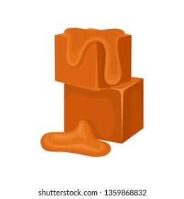 Caramel cubes on white background. Vector illustration.