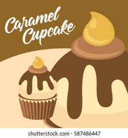 Caramel Cupcake Sweeties : Vector Illustration