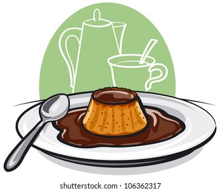 Caramel custard pudding flan