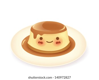 Caramel custard pudding - Vector File EPS10