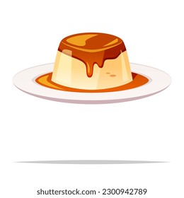 Caramel custard pudding vector isolated illustration