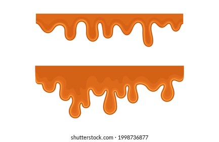 Caramel as Dark-orange Confectionery Product Made by Heating Sugar Vector Set