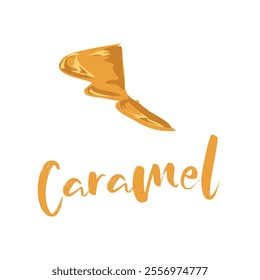 Caramel drop 3D. Realistic caramel, melted sauce. Flow liquid isolated on white background. Orange splash toffee candy. Delicious snack food. Sweet tasty cream. Melt smooth syrup Vector illustration	
