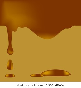 Caramel. Drops and drips. 
On a caramel background.