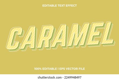 Caramel editable text effect, lettering typography font style, yellow 3d text for tittle