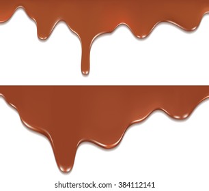 Caramel is flowing down. Vector Illustration