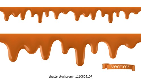 Caramel flows. Seamless pattern. 3d vector