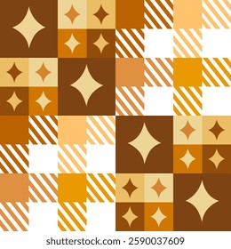 Caramel of gingham with diamond pattern. Wallpaper Seamless pattern.