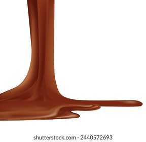 caramelo, chocolate caliente, patrones de chocolate caliente, chocolate que fluye, fluyendo, reactivo 3D, ilustración vectorial 3D detallada