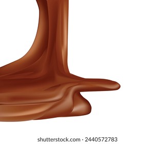 caramelo, chocolate caliente, patrones de chocolate caliente, chocolate que fluye, fluyendo, reactivo 3D, ilustración vectorial 3D detallada