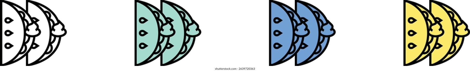 caramel icon. Outline, Green, Blue and Yellow Style Design Isolated On White Background