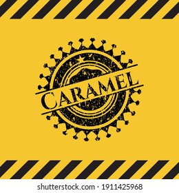 Signo de advertencia interior de caramelo, emblema negro grunge. Ilustración vectorial. Detallado. 