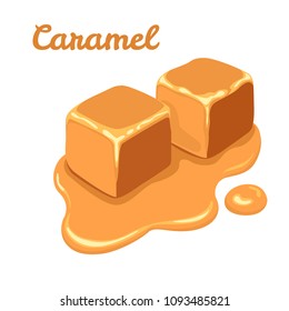 Caramel isolated on white background. Pieces of sweet caramel. Vector color illustration. Icon in simple flat style.